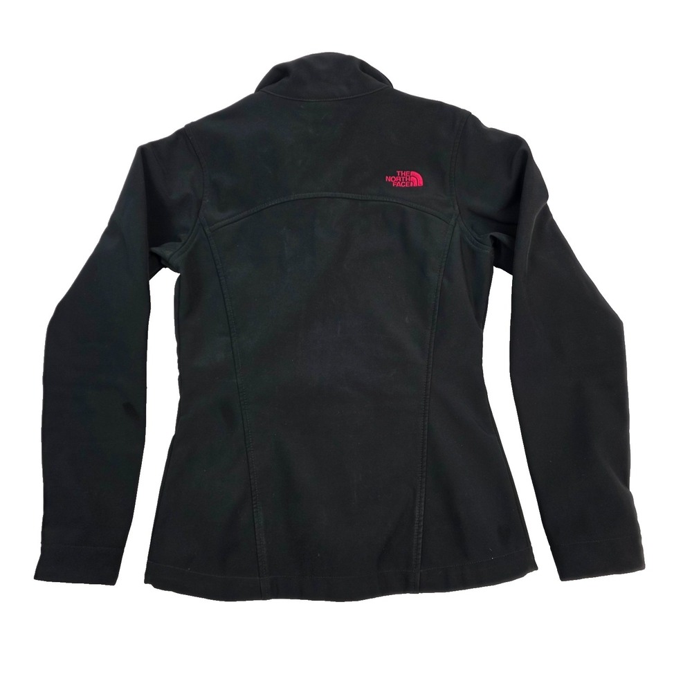 North Face Full Zip Jacket Women XS Soft Shell Fleece Lined Black Pink - Picture 3 of 4